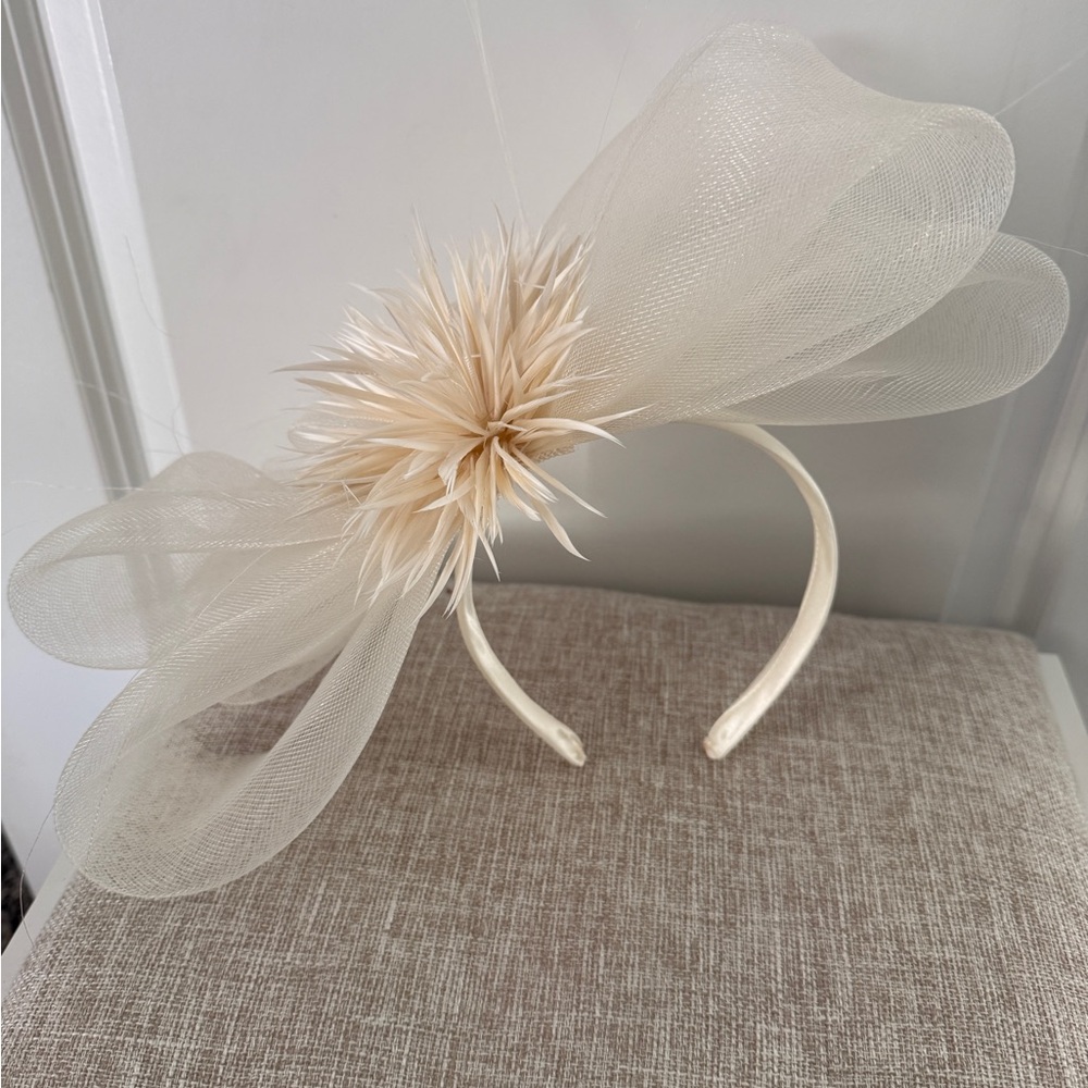 Elegant Cream Fascinator with Floral Accent - Picture 4 of 4